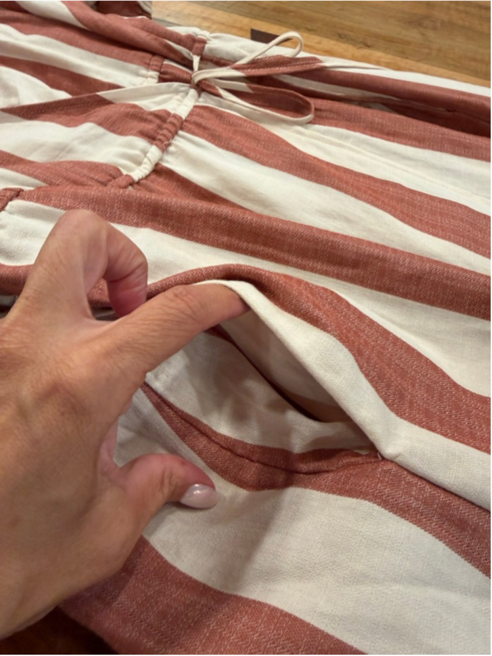 Knox Rose Maxi Wrap Dress XL Pink Cream Stripe Cotton Coastal Resort Tiered Pock - Picture 10 of 13